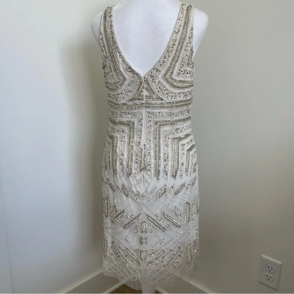 Adrianna Papell Beaded V-Neck Sheath Dress Size 8 NEW - Picture 6 of 15
